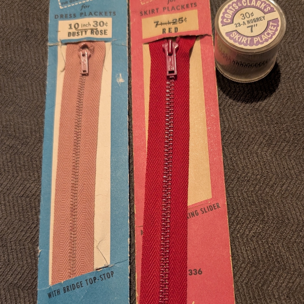 Vintage Lot of Zipper New Old Stock NOS Ephemera Talon Clarks Red Pink Grey